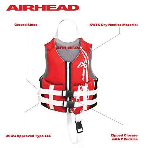Airhead Children's Swoosh Kwik-Dry Neolite Life Jacket, US Coast Goard Approved Type III Life Jacket, Fits Children 30-50lbs
