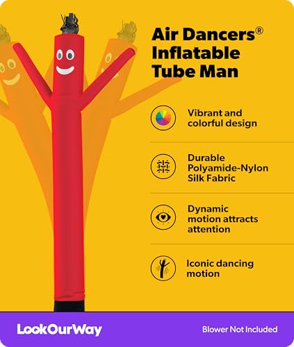 LookOurWay 10ft Inflatable Tube Man Attachment - Red Wacky Waving Inflatable for Business Promotion