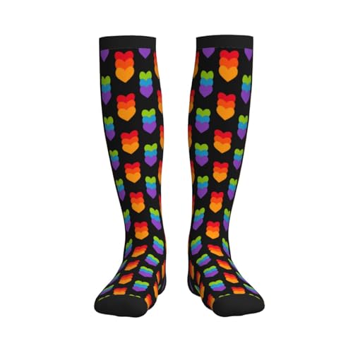 Unisex Knee High Support Compression Socks - Pride Rainbow Variation