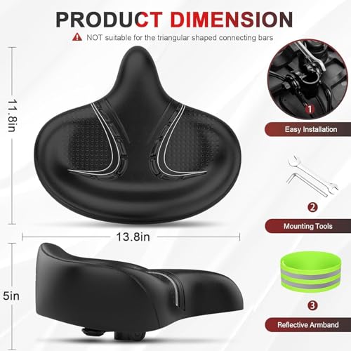 Bluewind Oversized Bike Seat with Backrest Black - Comfort Saddle for E-Bikes & Stationary Bikes
