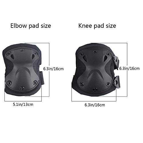 AOUTACC Tactical Combat Knee & Elbow Protective Pads Set for Outdoor CS Paintball Game Cycling Safety Skateboarding Gear Skates Knee Protection Guard Pads