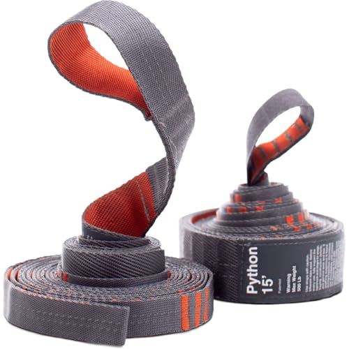 KAMMOK Python 15' Tree Friendly Hammock Straps Set - No-Stretch, Knotless, Durable, Supports 500lbs, Lightweight for Camping & Hiking