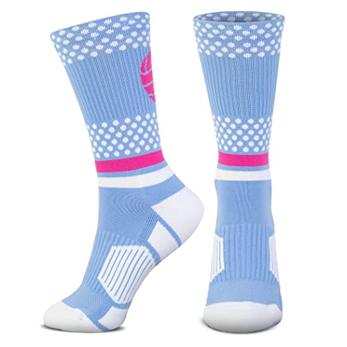 ChalkTalkSPORTS Volleyball Socks - Cushioned Mid-Calf Crew - Tropic Neon Large