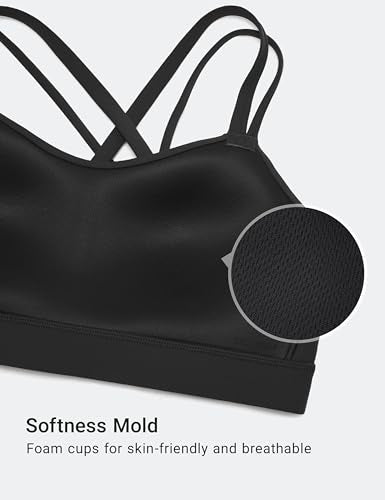 Large Black Soft Molded Sports Bra with Cross-Back Support - DD Cup Yoga Bra