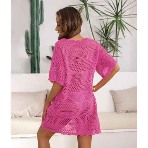 Women Swimsuit Coverup Crochet Bathing Suit Beach Cover Ups Summer Knit Bikini Beachwear Pullover 2025 Swimwear Dress