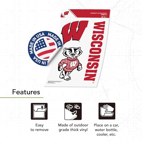 Wisconsin Badgers Sticker Decal - College Sports Fan Vinyl