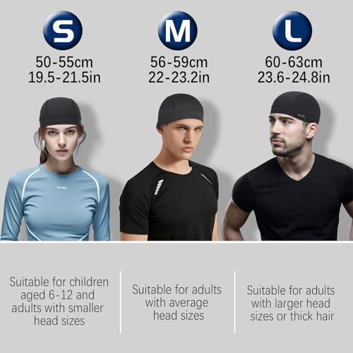GXCROR 3 Pack Cooling Skull Cap with Sweat-Wicking & Anti-Odor Technology Quick-Dry Helmet Liner for Cycling Motorcycle