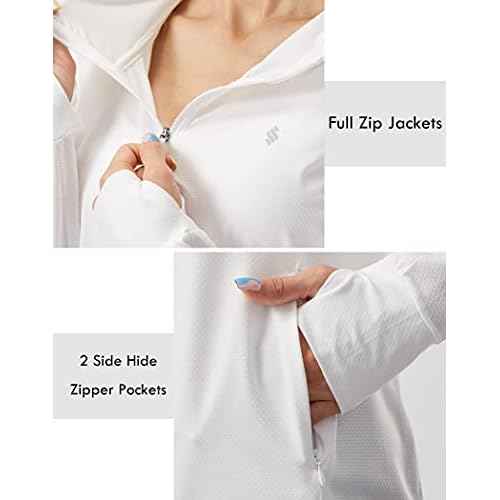Soothfeel Women's UPF 50+ Sun Protection Hoodie Jacket Lightweight Long Sleeve Sun Shirt for Women with Pocket Hiking Outdoor