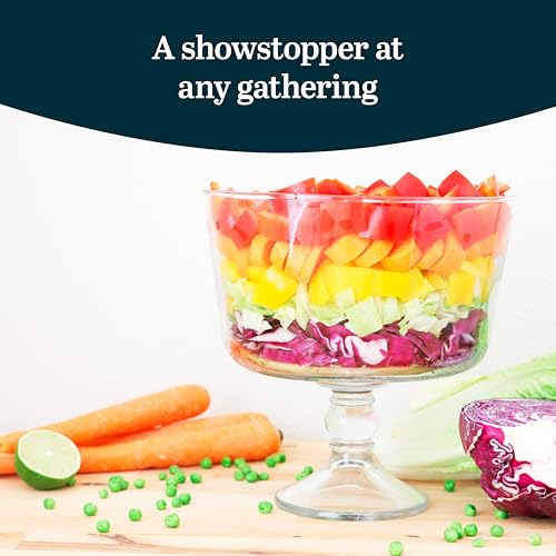Libbey Selene Glass Footed Trifle Bowl with Pedestal, Clear Dessert Serving Dish - 1 Count
