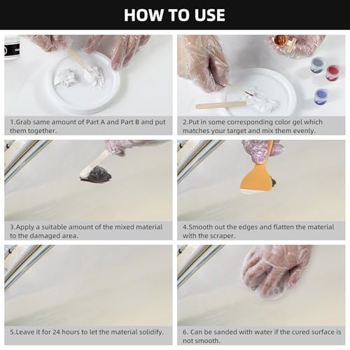 Globalcom Fiberglass Boat Repair Kit, Gel Coat Repair Kit for Boats, Marine Fiberglass Repair Kit for Boats, Epoxy Filler for Boats, Fiberglass Repair Kit Fix Holes Chips Pit Cracks (Color Match)