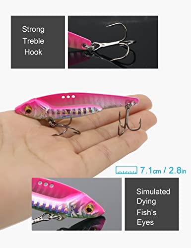 Blade Bait Bass Fishing Lures Set 6pcs 2.75in 20g Sinking VIB Hard Swimbaits - B-2.7in-0.7oz-6pcs