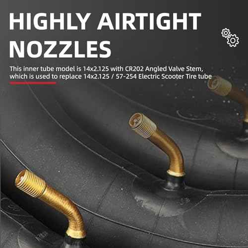 Bike Tube, Bike Tube Electric Bike tire Tube Rubber Inner Tube with Metal Bent Valve E-Bike Accessories Inner Tube with Spare Tire Replace Electric Scooter Accessories (14X2.125)
