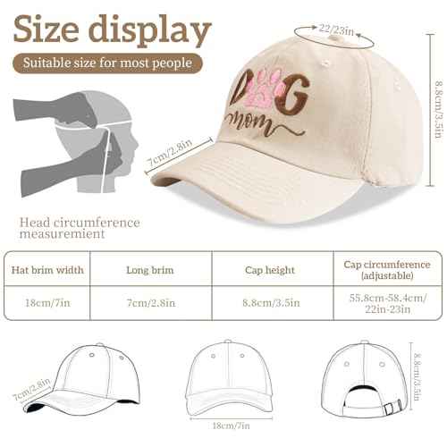 Embroidered Hat for Cat and Dog Mom Gifts for Women - Dog Gifts for Women, Adjustable Breathable Baseball Cap