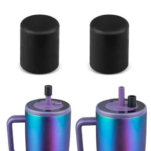 TERPINK 2 Pack Magnetic Straw Caps Compatible with Br?Mate All Era and Resa Tumblers, Silicone Straw Caps Toppers Compatible with Brumate Accessories, Straw Covers Protectors BPA Free (Black)
