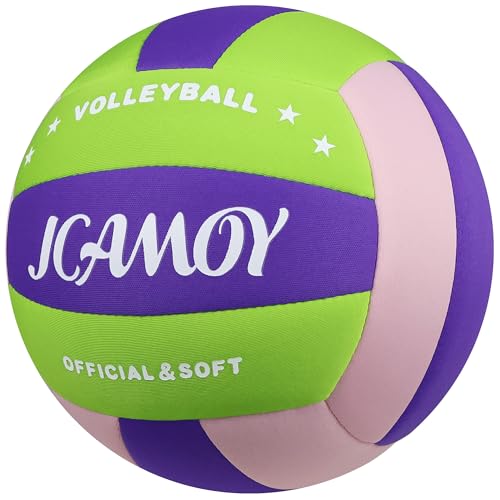 Indoor Soft Volleyball - Standard Size - Green Pink Purple - Noise-Reducing & Durable