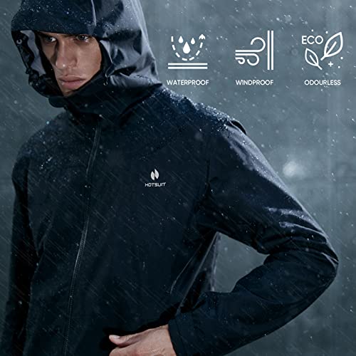 Black Sauna Suit for Men Weight Loss Sweat Training Jacket & Pants Large