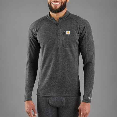 Carhartt Men's Force Midweight Synthetic-Wool Blend Base Layer Quarter-Zip Pocket Top