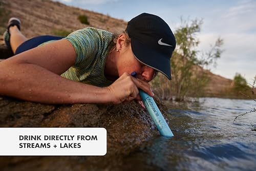 LifeStraw Personal Water Filter 2 Pack for Hiking Travel Emergency Blue