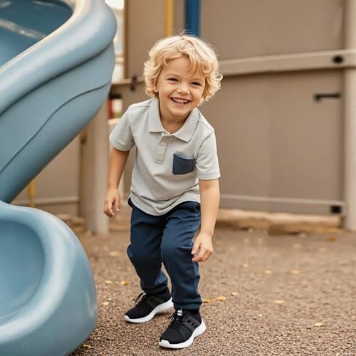 Kids Breathable Lightweight Tennis Sneakers - All Black, Little Kid