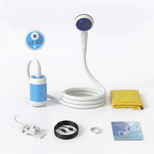 Portable Outdoor Shower System with Digital Display - Glacier Blue
