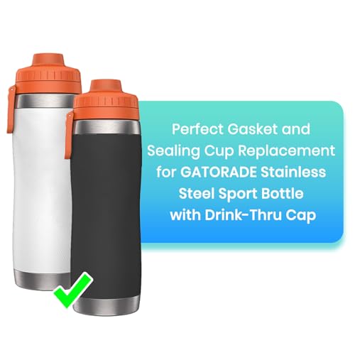 BOSORIO 4 Pcs Gaskets and Spill Stoppers Compatible with Gatorade Stainless Steel Sport Bottle 26oz, Replacement Lid Parts Rubber Seal Mouth Plug for Drink-Thru Cap