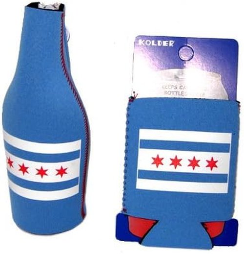 Chicago Flag Can and Bottle Cover - Set of 2