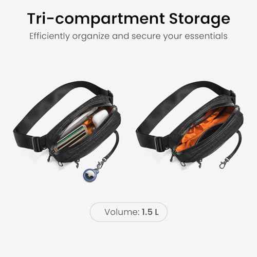 tomtoc 1.5L X-Pac Sling Bag with RFID Blocking, Crossbody Bag Minimalist Chest Shoulder Pack for Men/Women, Water-resistant Lightweight Casual Funny Pack for Travel, Daily Commute
