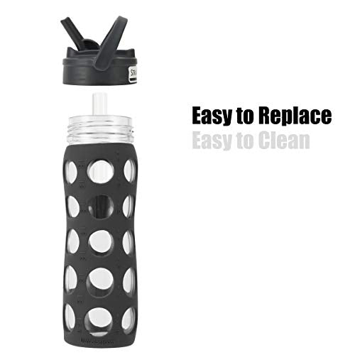 6 Pack Silicone Straws for 22oz Lifefactory Water Bottles - 250mm Compatible