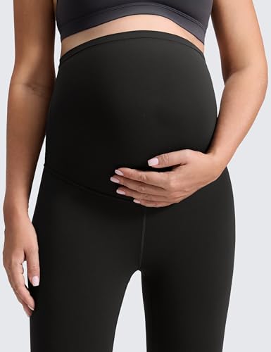 CRZ YOGA Maternity Leggings 25 Inches Small Black - Comfortable Pregnancy Pants