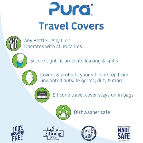 Pura Kiki Nipple/Spout Silicone Travel Covers - Pura Lids Compatible | Plastic-Free, Medical Grade, MadeSafe Certified | Prevents Leaks & Spills, Secure Fit | 2-Piece (Rose + Carrot)