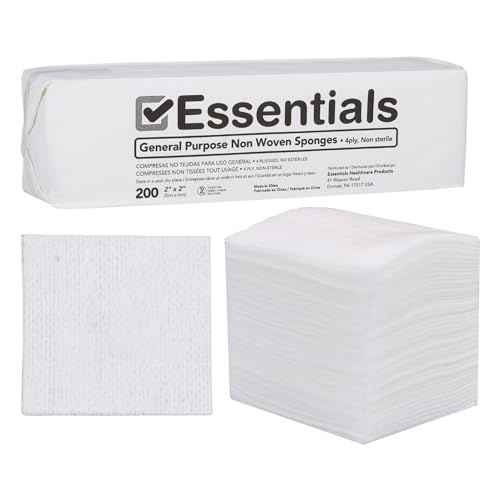 Essentials Non-Sterile Gauze Sponges ? 2" x 2", 4-Ply, Non-Woven Pads for Wound Care ? 200 Count Pack