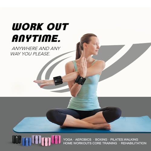 Ankle Wrist Weights for Women & Men 2lbs Pair Black Adjustable Fitness Resistance