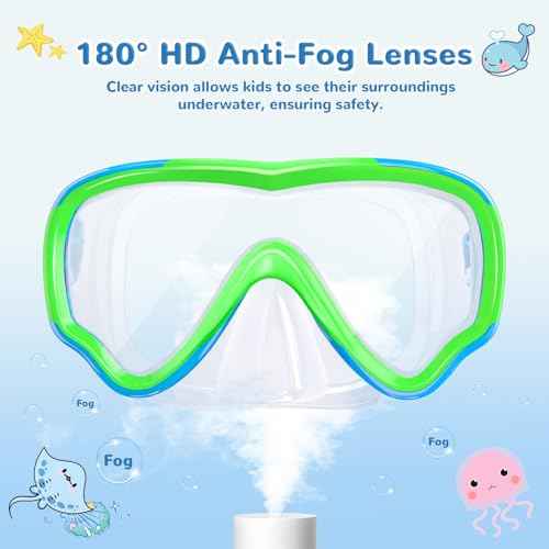 Kids Swim Goggles with Nose Cover, Anti Fog Wide View Clear Swim Mask for Kids Youth 3-15, Anti-Shattered No-leak