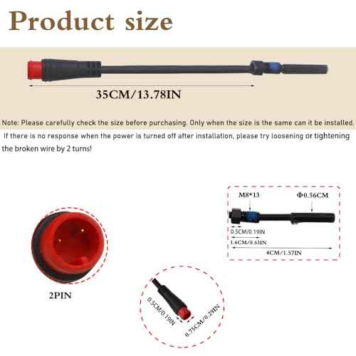 2Pcs Waterproof EBike Brake Sensor Sensitive 2 Pin Magnetic Cable for Electric Bikes Reliable Bike Brake Lever Sensor Cable for Enhanced Safety