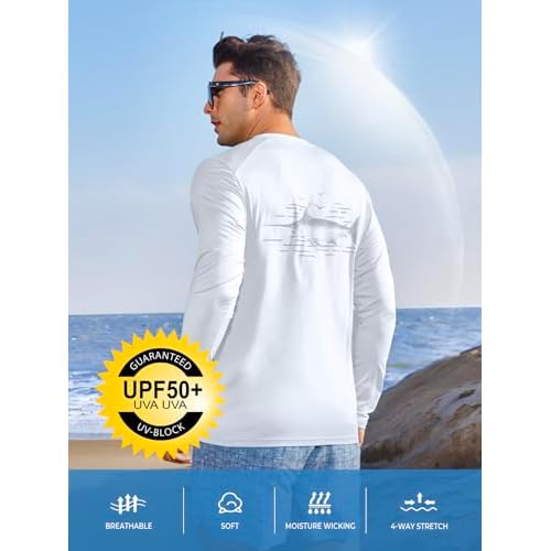 NORTHYARD Men's Sun Protection Shirts Long Sleeve Swim Beach Rash Guard SPF UV UPF 50+ Fishing T-Shirt Quick Dry Lightweight