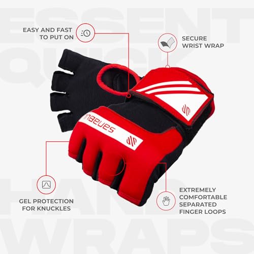 Sanabul Gel Boxing Hand Wraps Large X-Large Red White for Men & Women