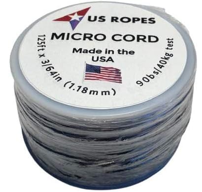 US Ropes Tactical Nylon Micro Cord 1.18mm X 125ft Lightweight Braided Cord (3/64" Diameter) on Spool Camping Boating Home Fishing Garden Jewelry 90lb Test Breaking Load (Dayglow)