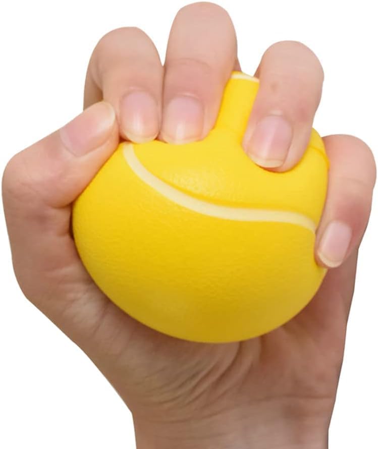 Hand Exercise Stress Relief Ball, Yellow Tennis Ball, Soft Squeeze Ball for Resistance Training, Anxiety Relief for Teens & Adults