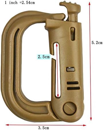 Jadedragon Multipurpose Tactical 360 Rotation D-Ring Clips/Locking Carabiner/Hydration Tube Clips/Elastic String Strap Management Tool for MOLLE Webbing Attachment Backpacks