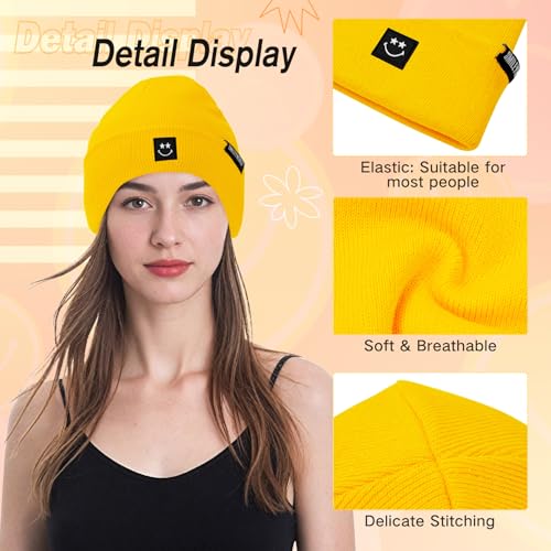 American Trends Beanie for Men Women Soft Winter Beanie Hat Cute Smiley Face Knit Hat Warm SmileyWorld¢ç