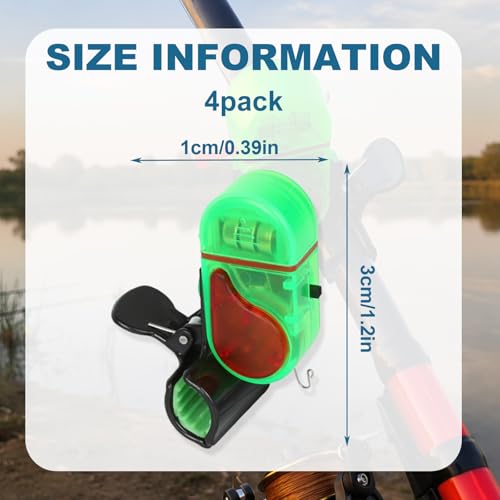 Fishing Bite Alarm Set with LED Sound Alerts - Sensitive Electronic Fish Indicators, 4-Pack
