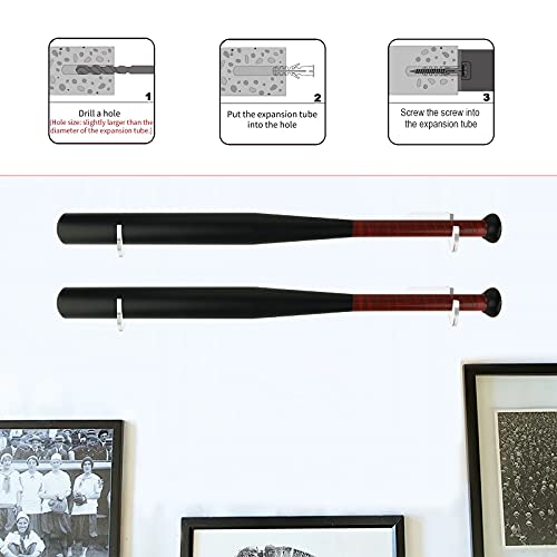 Cosmos Acrylic Baseball Bat Wall Mount Holder Set - Clear, Fits Up to 2" Barrel