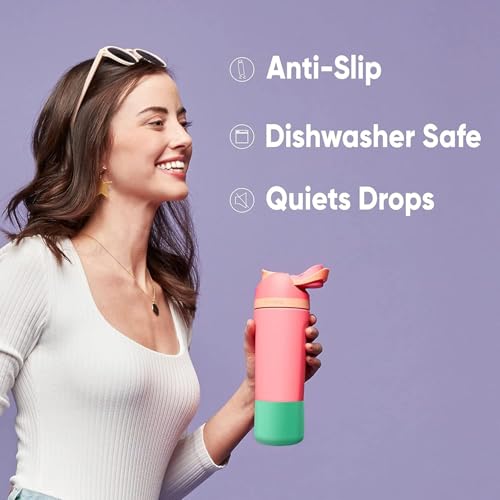 Owala Silicone Water Bottle Boot, Anti-Slip Protective Sleeve Cover for 40-oz FreeSip, Twist, and Flip Stainless Steel Water Bottles, Blue