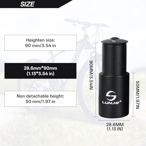 Bike Stem Riser Extender - 1-1/8" 28.6mm Fork Bicycle Handlebar Rise - 90mm
