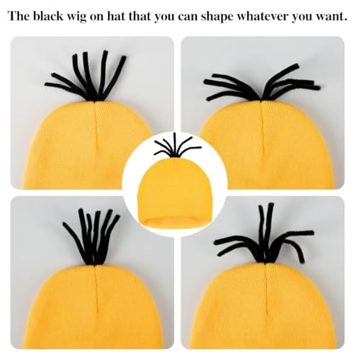 Generic Yellow Hat Funny Glasses Gloves Accessories Kit Adult Halloween Cosplay Costume, Standard
