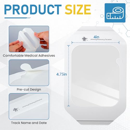 80 Packs Transparent Film Dressing 4" x 4.75", Waterproof Bandages for Wounds, Wound Dressing for Shower or IV Shield, Tattoo Aftercare Bandage, Clear Bandages for Wound Care