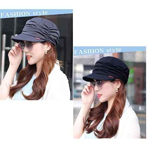 IZUS Womens Slouchy Hat Mum Soft Beanie Drape Layers Cap Visor-Brim Fashion Girl Sleep Hat Cancer Chemo Headwear