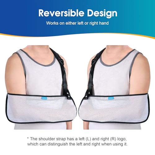 Breathable Mesh Arm Sling for Shoulder Injury - White Medium - Supports & Stabilizes Elbow, Wrist, and Shoulder