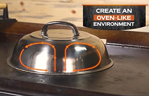 12 Inch Stainless Steel Griddle Dome Cover for Cooking & Melting Cheese