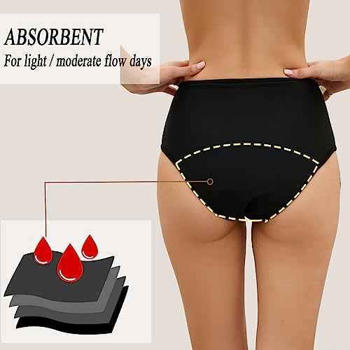 SherryDC Period Swimwear High Waisted Bikini Bottoms Waterproof Menstrual Swim Bathing Suit Briefs for Girls, Women